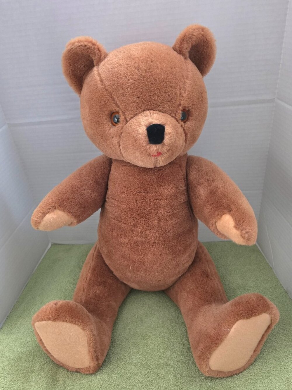 MCM 25" Golden Brown Mohair Bear Jointed Plush Stuffed Animal European EUC.